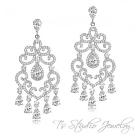 Delicate Crystal Chandelier Bridal Earrings