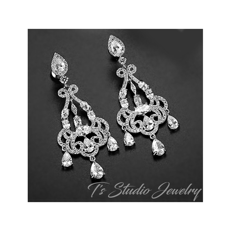 Dainty Victorian Chandelier Bridal Earrings