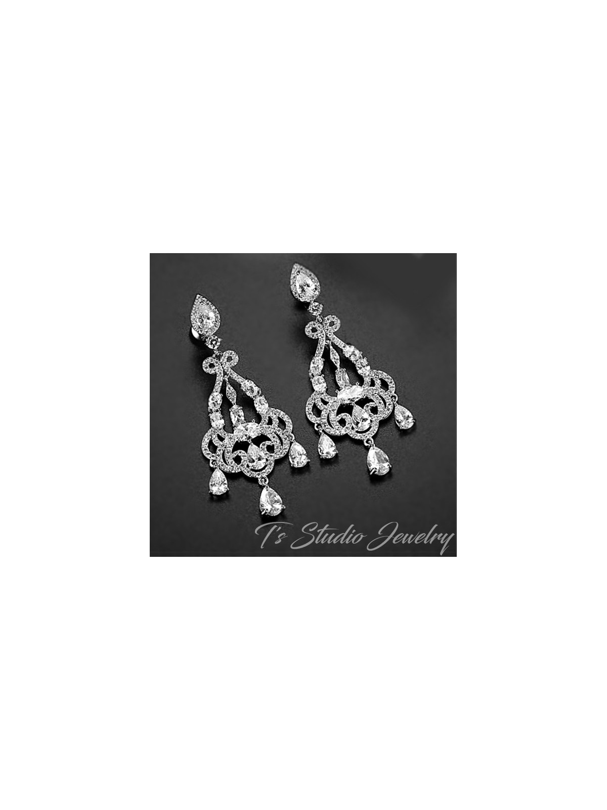 Dainty Victorian Chandelier Bridal Earrings