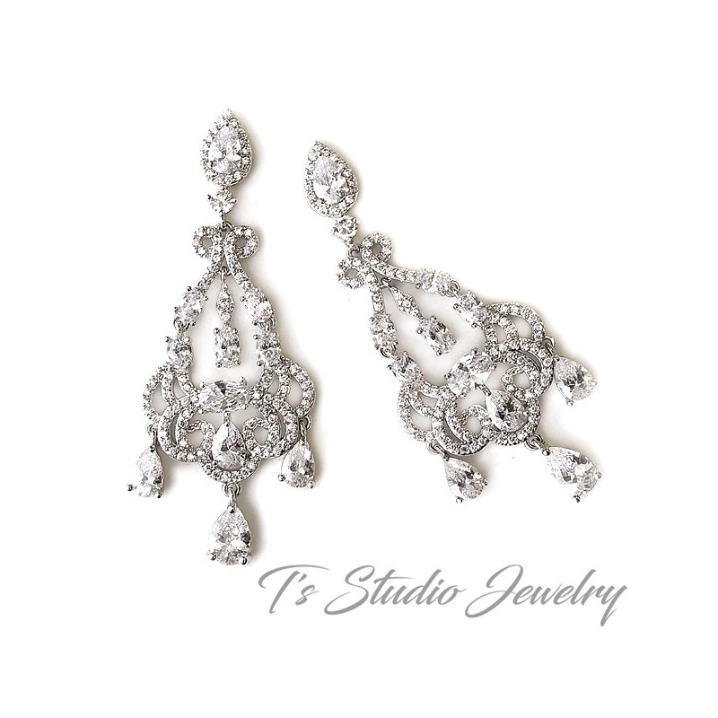 Dainty Victorian Chandelier Bridal Earrings