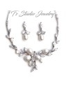 Freshwater Pearl Necklace Earrings Bracelet Bridal Jewelry Set Freshwater Pearl Necklace Earrings Bracelet Bridal Jewelry Set