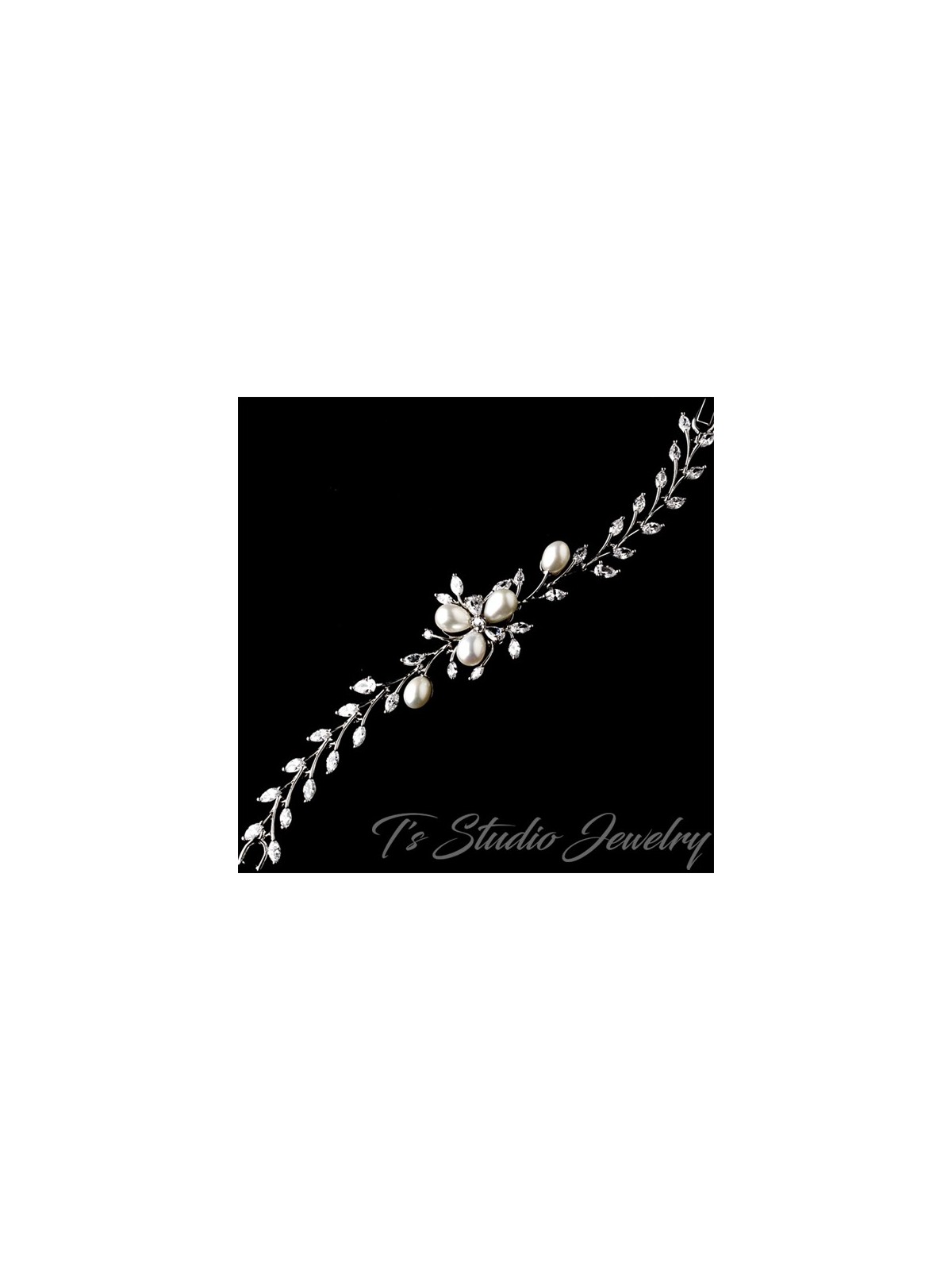 Freshwater Pearl and Crystal Bridal Bracelet