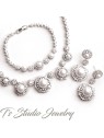 Pearl Bridal Necklace Bracelet & Earrings Set