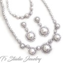 Pearl Bridal Necklace Bracelet & Earrings Set