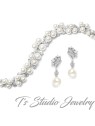 Pearl & Crystal Bridal Bracelet & Earrings Set