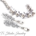 Marquise Leaf CZ Crystal Pearl Bridal Earrings