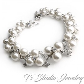 Pearl & Rhinestone Wedding Bracelet