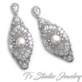 Great Gatsby Vintage Style Cubic Zirconia Bridal Earrings