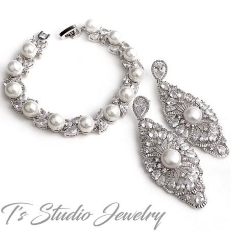 Great Gatsby Bridal Bracelet & Earrings