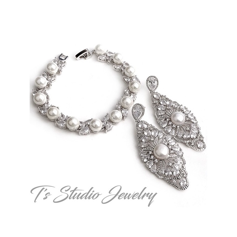Great Gatsby Vintage Style Cubic Zirconia Bridal Earrings Great Gatsby Vintage Style Cubic Zirconia Bridal Earrings