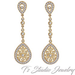 Great Gatsby Art Deco Vintage Style Crystal Chandelier Bridal Earrings