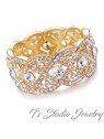 Gold Crystal Rhinestone Bridal Cuff Bracelet