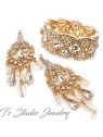 Gold Crystal Rhinestone Bridal Cuff Bracelet