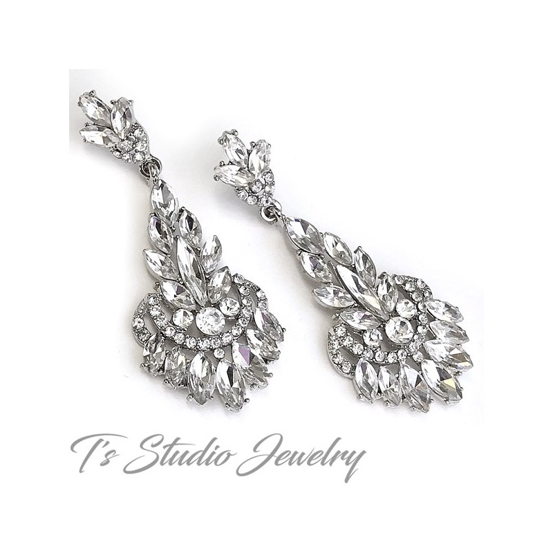 Vintage Style Long Bridal Chandelier Earrings