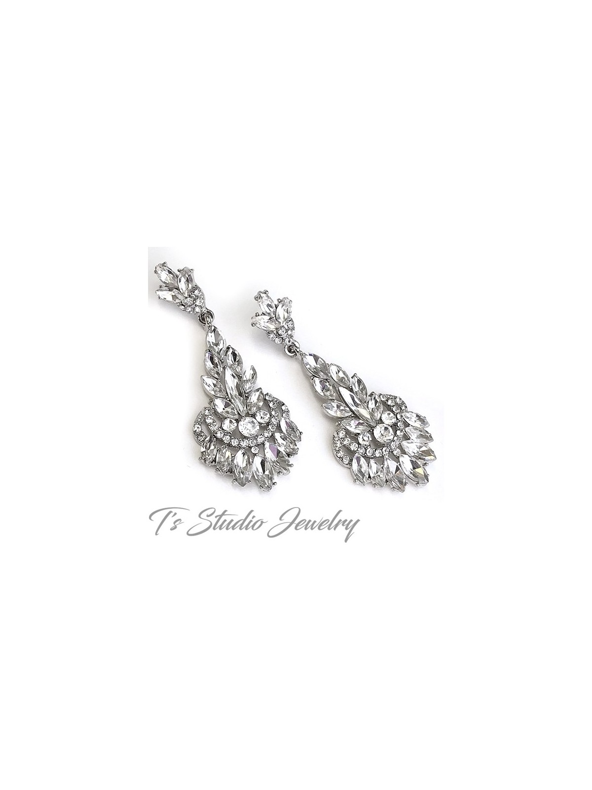 Bridal Diamond Earrings chandelier Earrings long teardrop Earrings   Foxford Jewellery