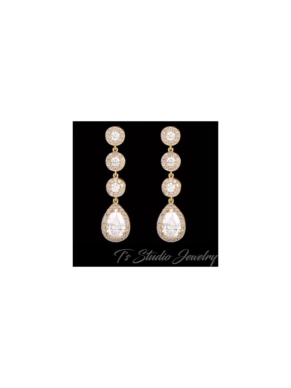 CZ Bridal Earrings Silver, Gold or Rose Gold