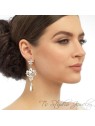 Vintage CZ and Pearl Bridal Chandelier Earrings