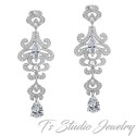 CZ cubic zirconia chandelier bridal earrings