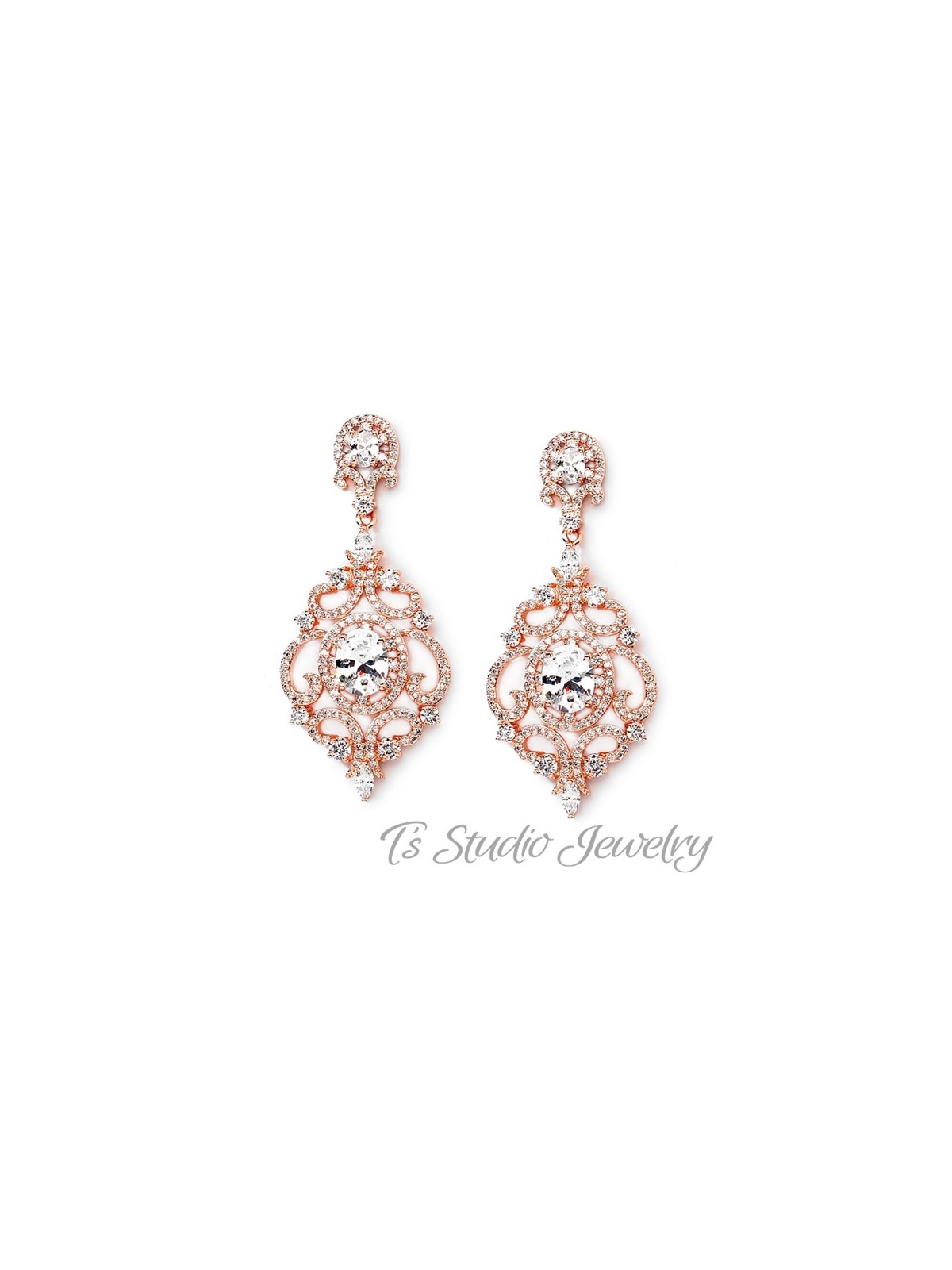 Delicate CZ Pave Bridal Chandelier Earrings