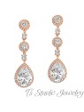 Gold Teardrop CZ Bridal Chandelier Earrings & Matching Necklace Gold Teardrop CZ Bridal Chandelier Earrings & Matching Necklace