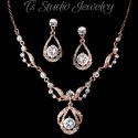 Rose Gold Necklace & Earrings Bridal Jewelry Set