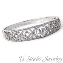 Silver Pave CZ Bridal Wedding Bracelet