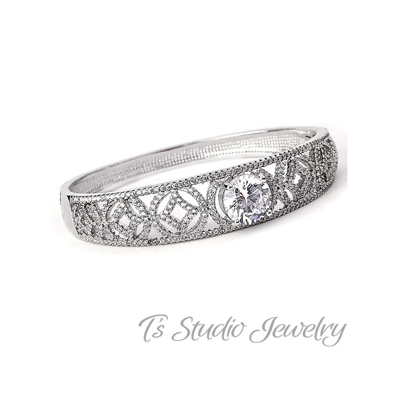 Silver Pave CZ Bridal Wedding Bracelet Silver Pave CZ Bridal Wedding Bracelet