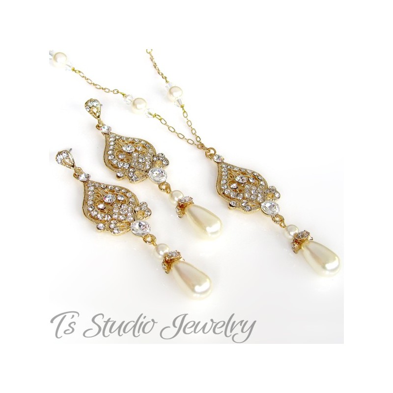 Pearl & Gold Chain Bridal Necklace Pearl & Gold Chain Bridal Necklace