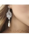 Teardrop Pearl Bridal Chandelier Earrings in White or Ivory Pearls