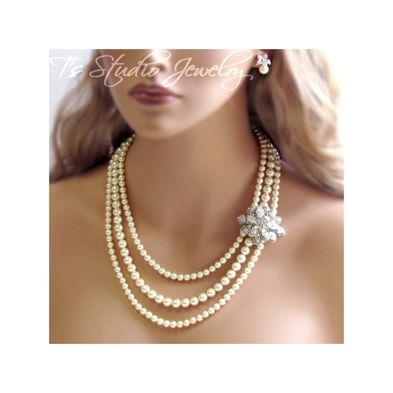 Necklace 3 Strand With Faux Pearls ⋆ The White House Noosa