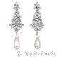 Crystal Rhinestone and Pearl Bridal Chandelier Earrings 