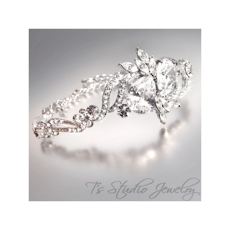 Pear CZ Silver Bridal Bracelet Pear CZ Silver Bridal Bracelet