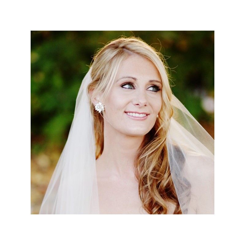 Cubic Zirconia Crystal Flower Stud Earrings