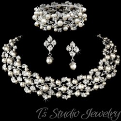 Ivory Pearl Bridal Jewelry Necklace Set