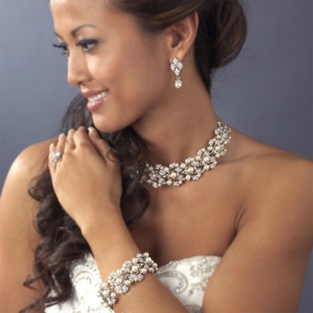 Pearl Bridal Jewelry Choker Necklace Set