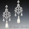 Pearl and Silver Bridal Chandelier Earrings