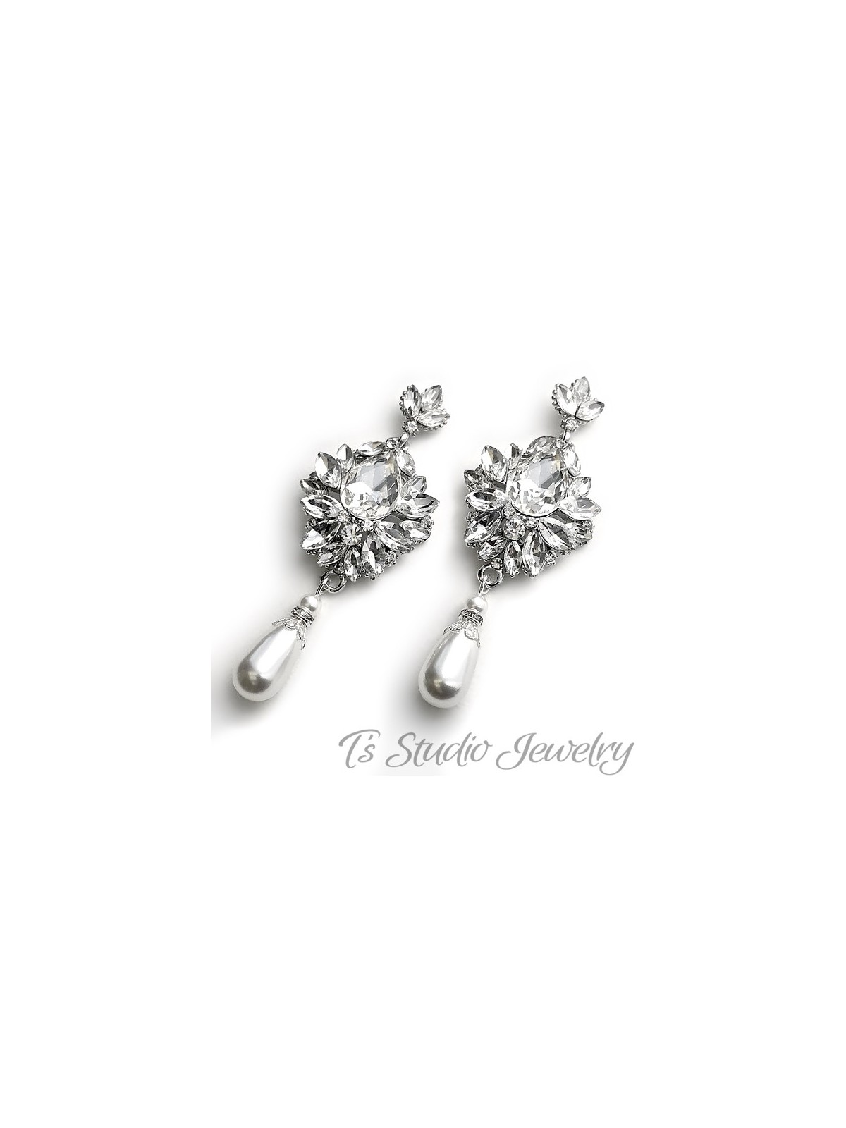 Vintage Pearl Bridal Chandelier Earrings Great Gatsby Style Earings