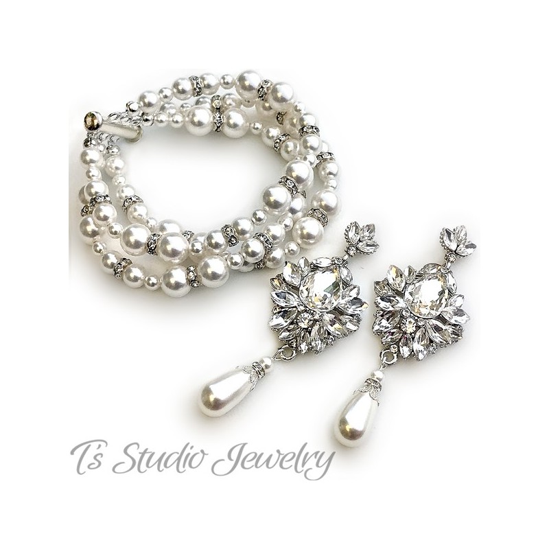 Vintage Pearl Bridal Chandelier Earrings Great Gatsby Style Earings Vintage Pearl Bridal Chandelier Earrings Great Gatsby Style Earings