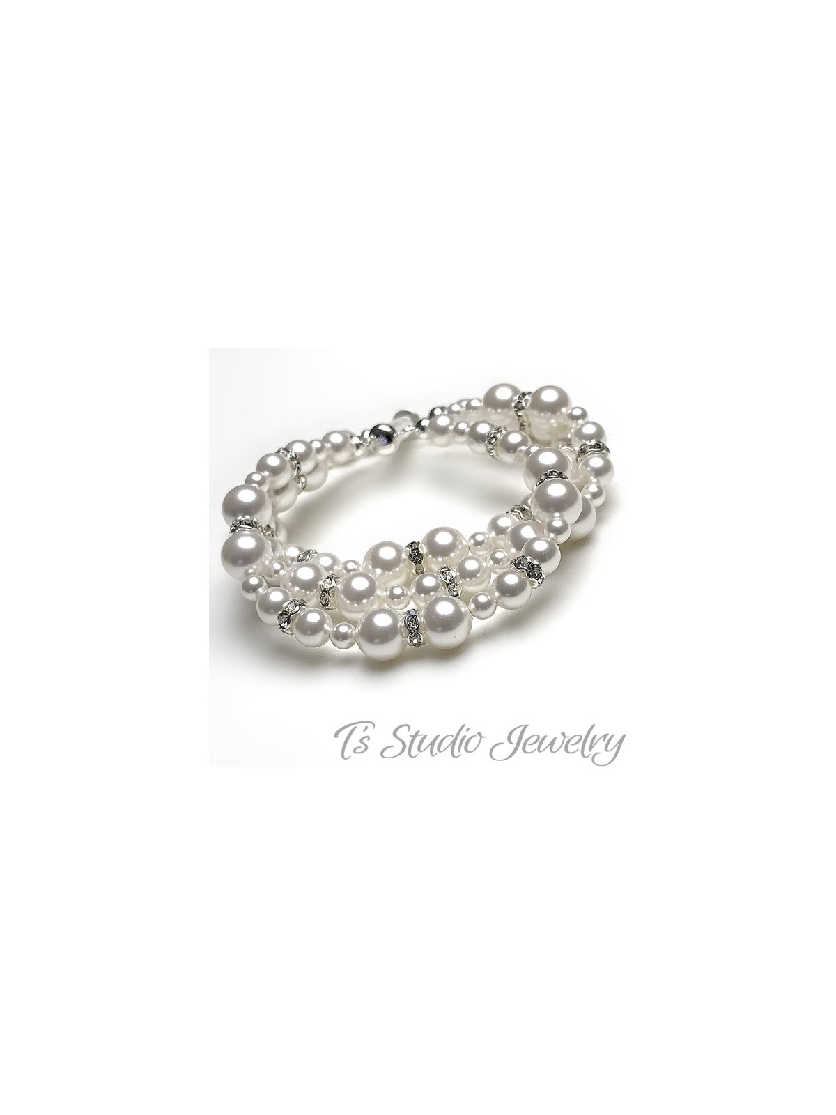 Vintage Style Pearl Bridal Bracelet Earrings Wedding Jewelry Set