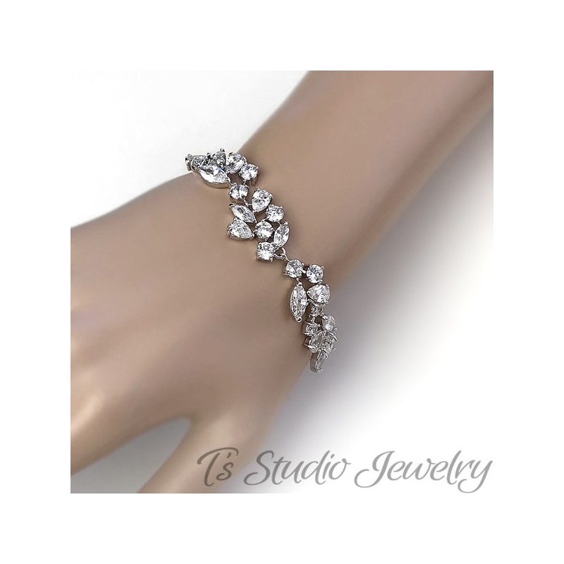 Silver Cubic Zirconia Wedding Bracelet