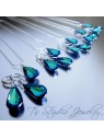 Crystal Teardrop Peacock Blue Bridesmaid Earrings