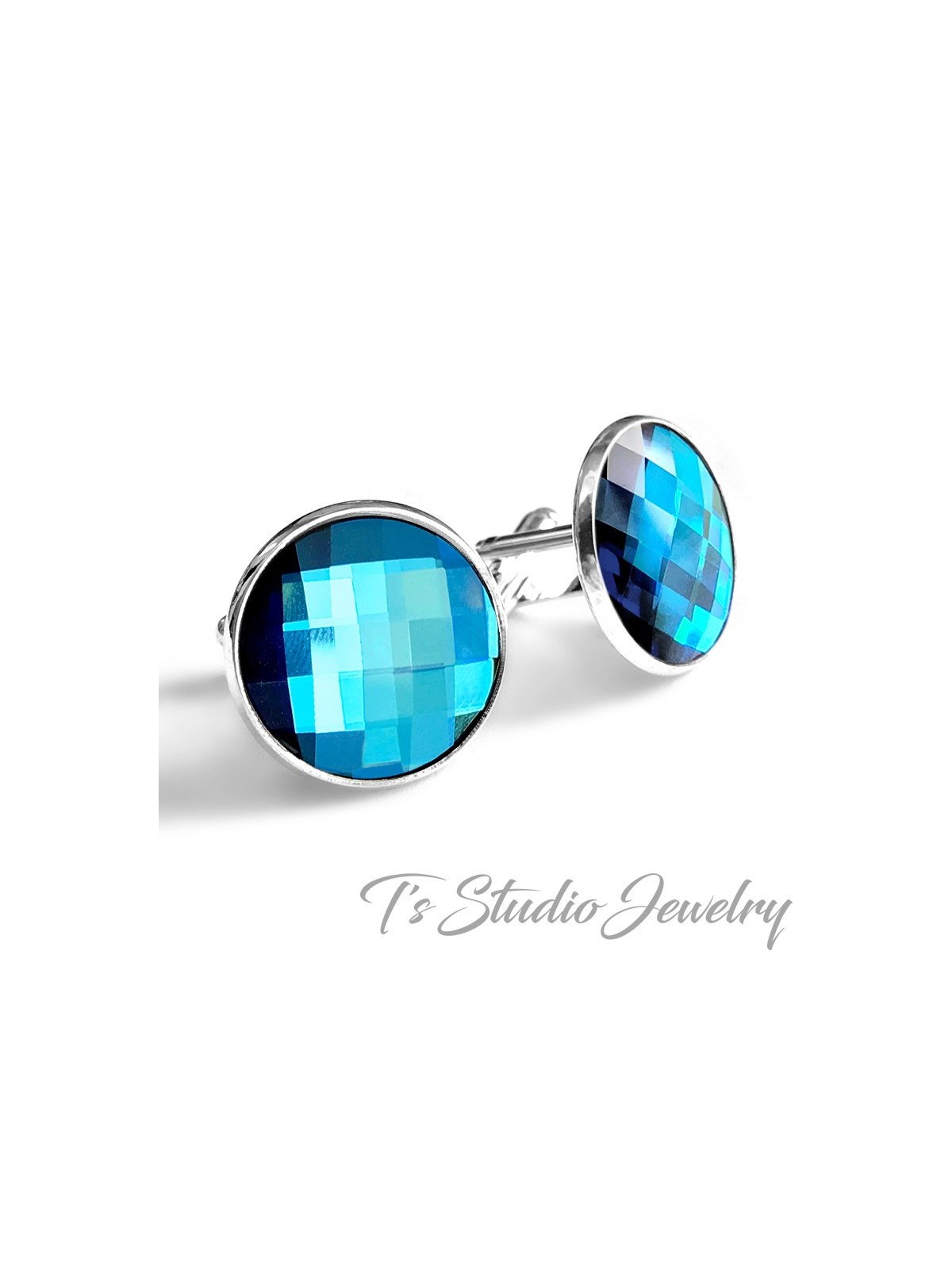 Swarovski Crystal Large Round Chessboard Cufflinks