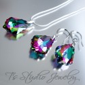 Crystal Rainbow Baroque Bridesmaid Earrings & Matching Necklace