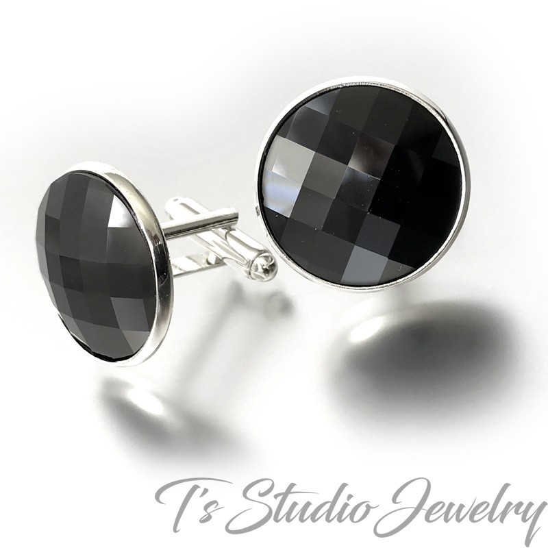 Jewel Tone Swarovski Crystal Large Round Chessboard Cufflinks Jewel Tone Swarovski Crystal Large Round Chessboard Cufflinks