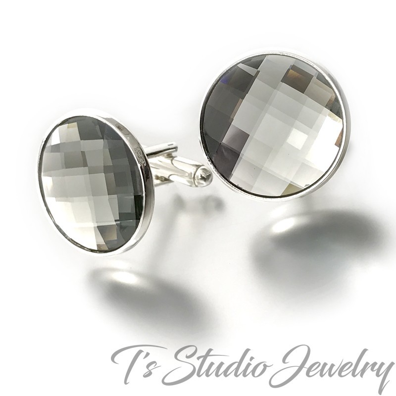 Jewel Tone Swarovski Crystal Large Round Chessboard Cufflinks Jewel Tone Swarovski Crystal Large Round Chessboard Cufflinks