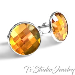 Jewel Tone Golden Topaz Swarovski Crystal Cufflinks