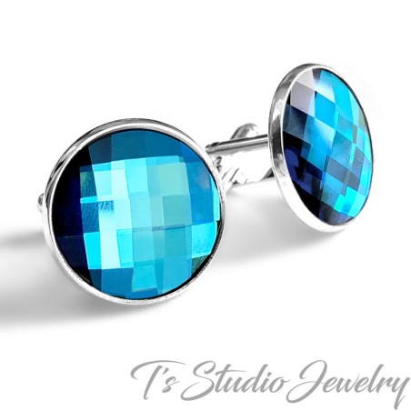 Jewel Tone Blue Swarovski Crystal Cufflinks