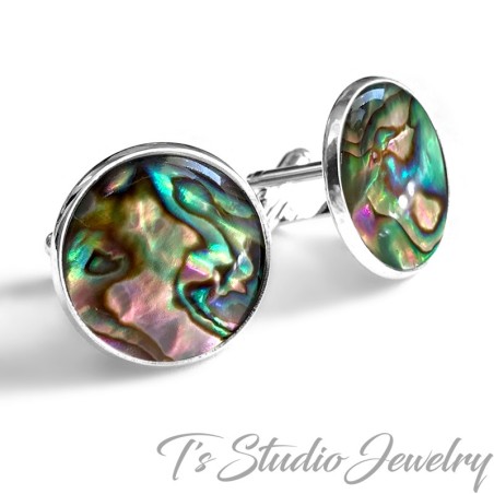 Jewel Tone Rainbow Paua Shell Cufflinks