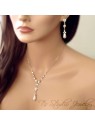 Pearl Back Drop Gold Bridal Necklace and Earrings Pearl Back Drop Gold Bridal Necklace and Earrings