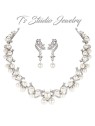 Pearl and CZ Crystal Bridal Earrings
